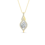 Oval Halo Pave Drop Necklace